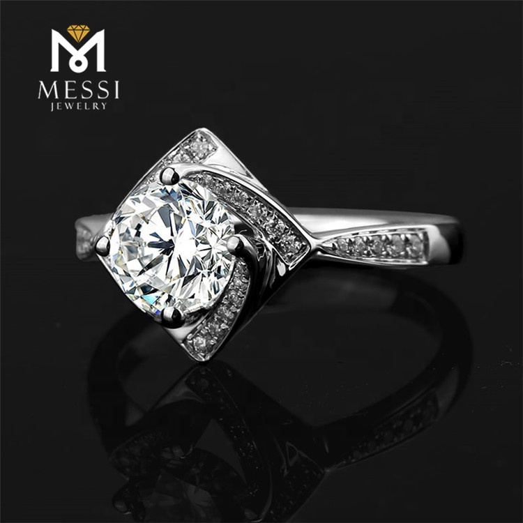 Messi Alahas - Messi Alahas 1.0ct Moissanite diamante nga regalo singsing puti nga bulawan Alahas 14k/18k 4.32g singsing puti nga bulawan Alahas singsing 14