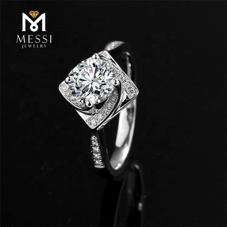 Messi Alahas - Messi Alahas 1.0ct Moissanite diamante nga regalo singsing puti nga bulawan Alahas 14k/18k 4.32g singsing puti nga bulawan Alahas singsing 16