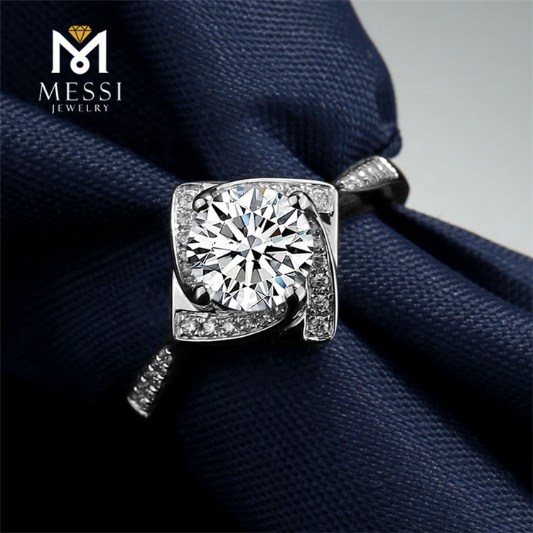 Messi Alahas - Messi Alahas 1.0ct Moissanite diamante nga regalo singsing puti nga bulawan Alahas 14k/18k 4.32g singsing puti nga bulawan Alahas singsing 12