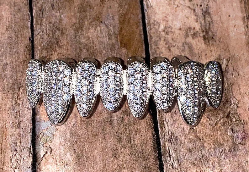 Messi Jewelry - custom 18K gold teeth grillz Moissanite diamond grillz Moissanite Grillz 8