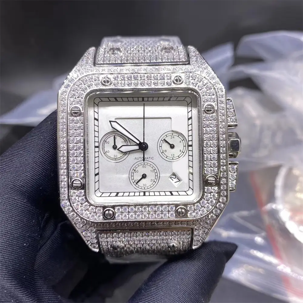 Gioielli Messi - orologio hip hop personalizzato di lusso di lusso vvs orologio diamante moissanite 1