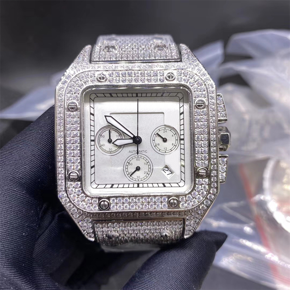 Barang Kemas Messi - jam tangan hip hop tersuai mewah ice out vvs jam tangan moissanite jam tangan Moissanite berlian 5