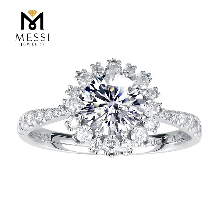 Gioielli Messi - Messi Gems MS -427 Spesa di girasole Girls Regalo Donne ROTTURA TUTTO 1CT DEF Moissanite Rings 1