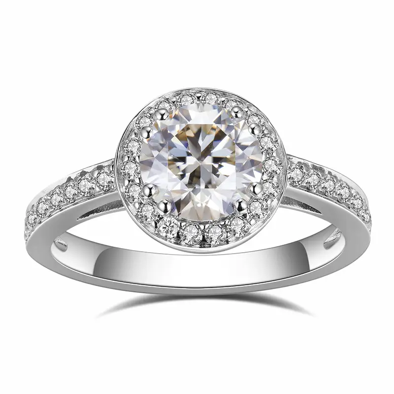 Messi Jewelry - Messi Gems MS -535 14K Gold Women Engagement Anelli di anello moissanita giallo scuro 1