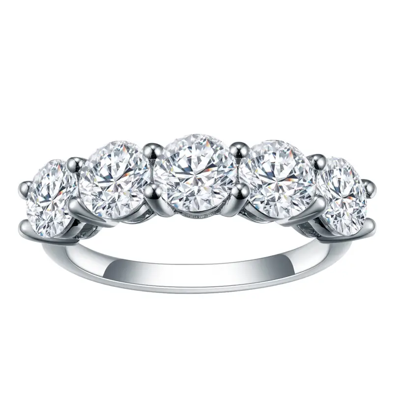 Gioielli Messi - MS -580 18K White Gold Diamond Diamond Moissanite Mezza Eternity Ring 1