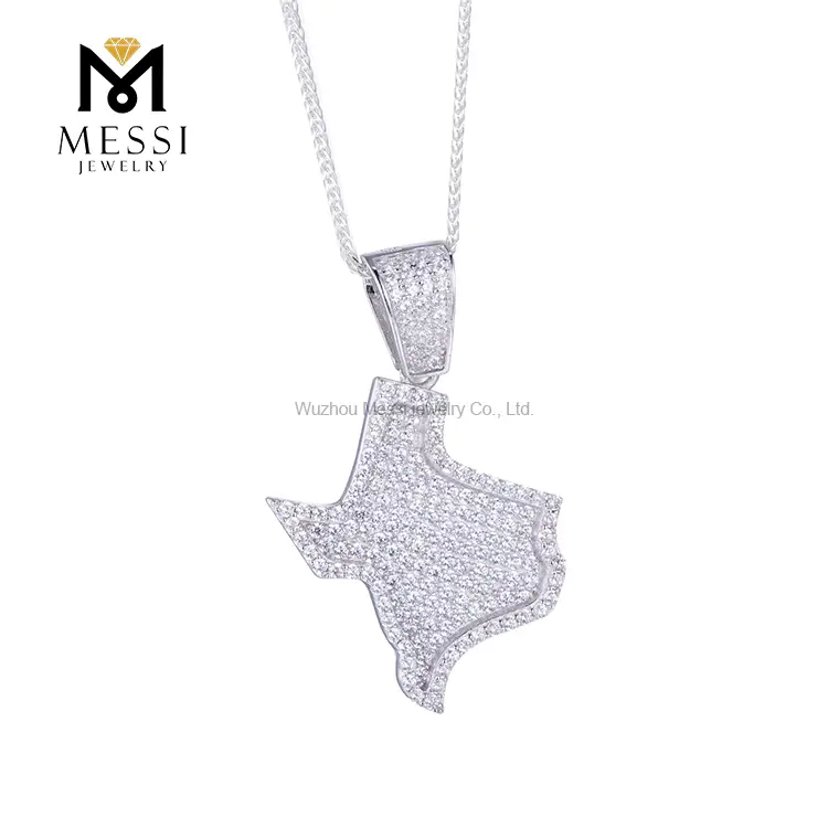Gioielli Messi - Gioielli Messi Gioielli Cubica Zirconia Silver Hip Hop Gioielli 925 Collana in argento sterling per uomo Ciondolo Moissante 1