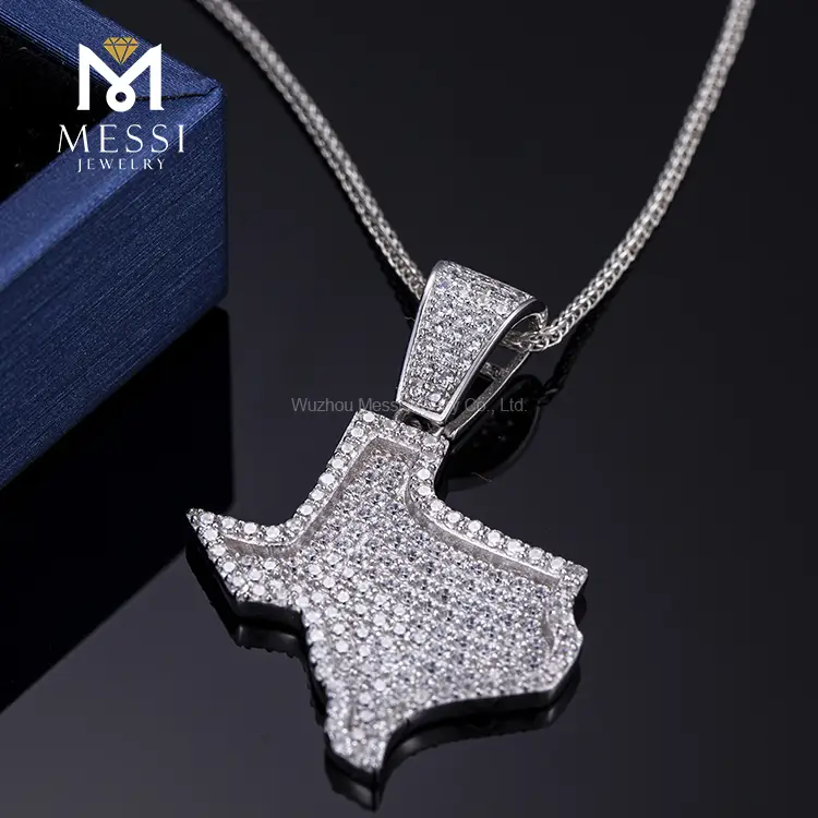 925 Silver Hiphop Zirconia Necklace - Top-quality Messi Jewelry 5