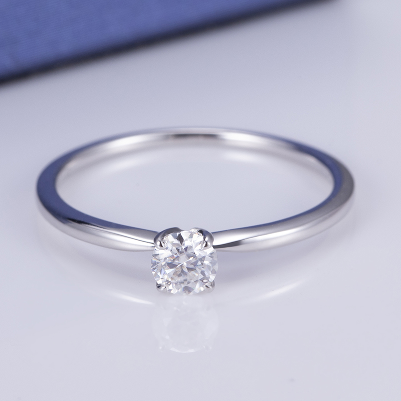 Messi Jewelry - Messi Jewelry MSR-513 D VVS Round 925 Silver 4mm Women's Engagement Or Wedding Ring Moissanite Rings 10