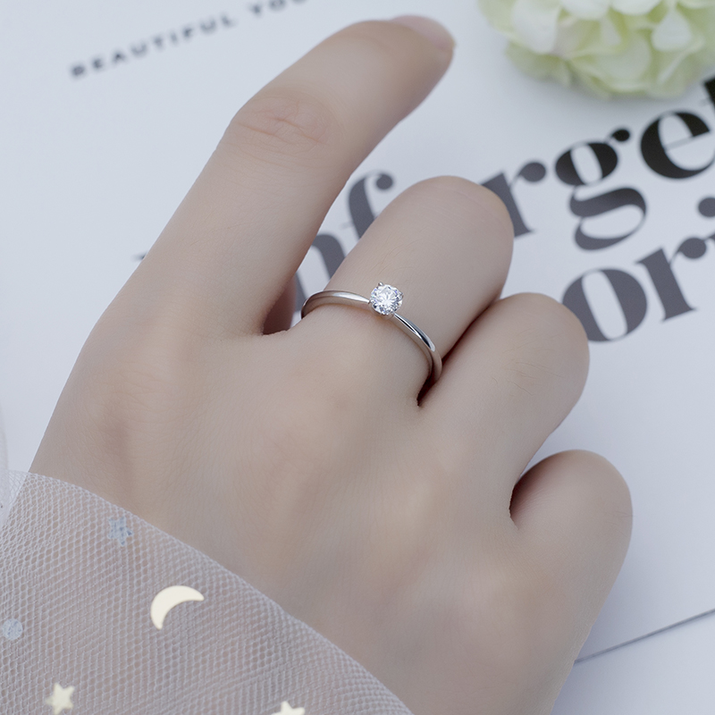 Messi Jewelry - Messi Jewelry MSR-513 D VVS Round 925 Silver 4mm Women's Engagement Or Wedding Ring Moissanite Rings 12