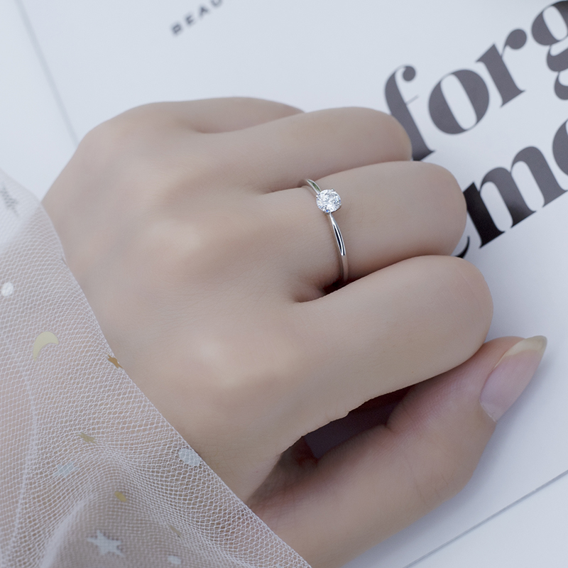 Messi Jewelry - Messi Jewelry MSR-513 D VVS Round 925 Silver 4mm Women's Engagement Or Wedding Ring Moissanite Rings 13