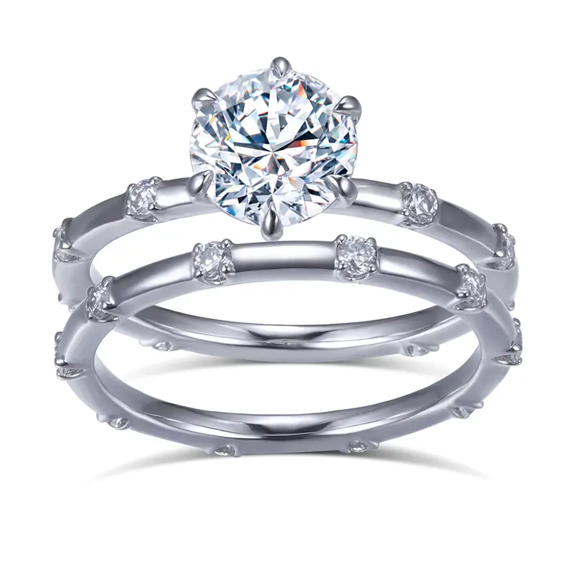 Gioielli Messi - MS -573 18K Oro bianco 7mm D Colore Colore anelli anelli di moissanite 1