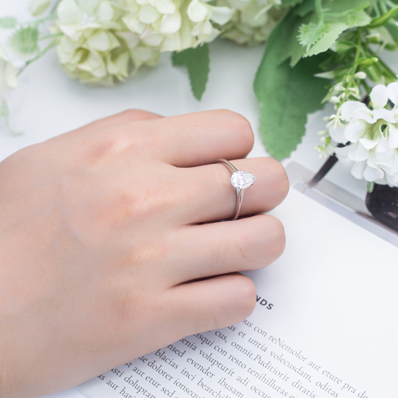 Messi Jewelry - MS-606 Women Fashion jewelry 14k Pear Cut DEF moissanite Solitary ring Rings 14