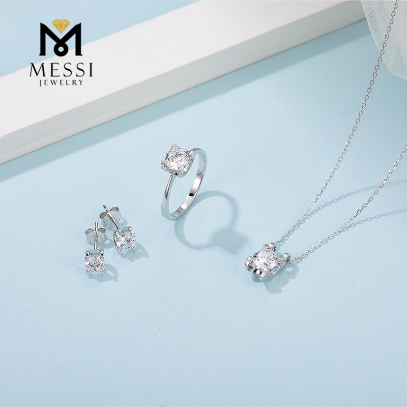 Messi Alahas - Messi Alahas pilak moissanite alahas set para sa babaye fashion alahas 925 sterling silver singsing ariyos kwintas Alahas Set 8