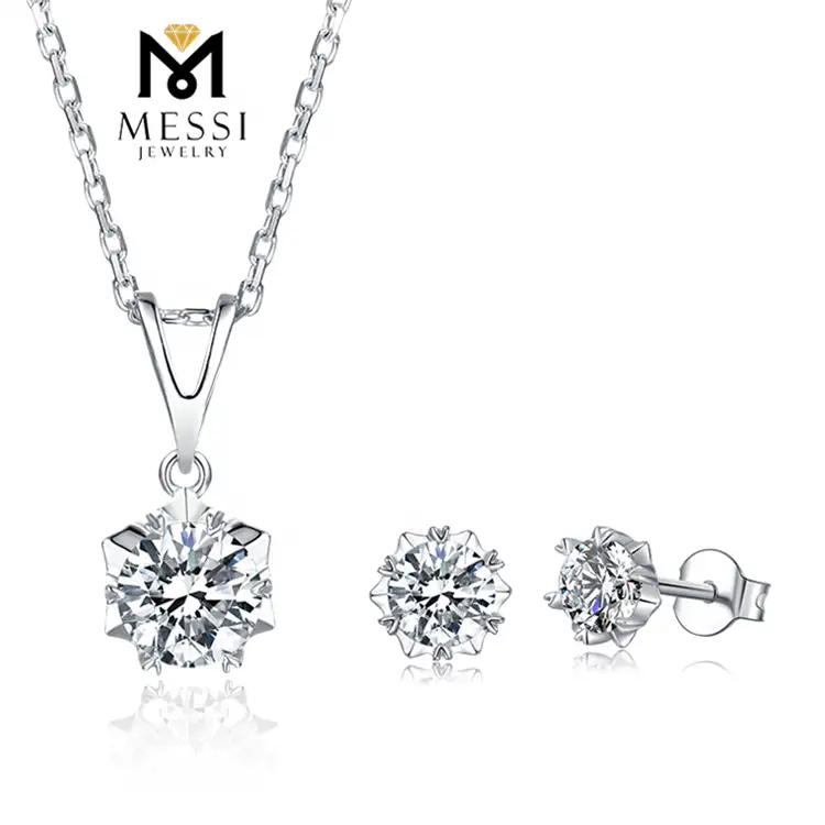 Gioielli Messi - Gioielli Messi 1ct Moissanite Snowflake Orenatura Arganaio Orenatura Gioielli anelli di gioielli 925 Set di gioielli da sposa in argento sterling set di gioielli 1