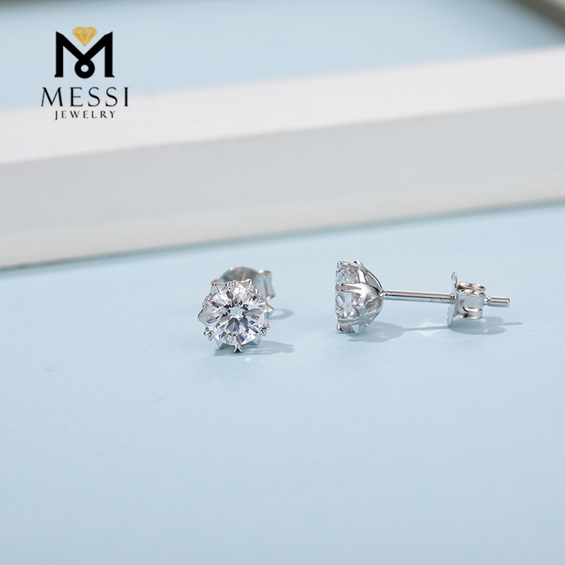 Messi Alahas - Messi Alahas 1ct moissanite snowflake silver earring necklace singsing nga set sa alahas 925 sterling silver bridal jewelry set Set nga Alahas 14