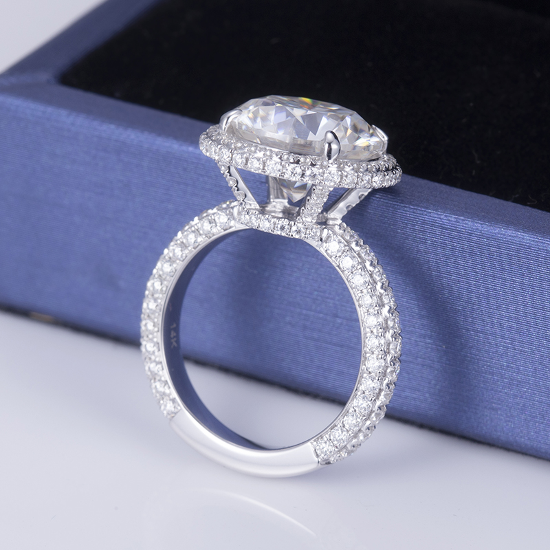 Messi Jewelry - Messi Gems MS-635 Rings 18k 14k Gold11mm DEF Moissanite Women Dainty Gold Jewelry Rings 10