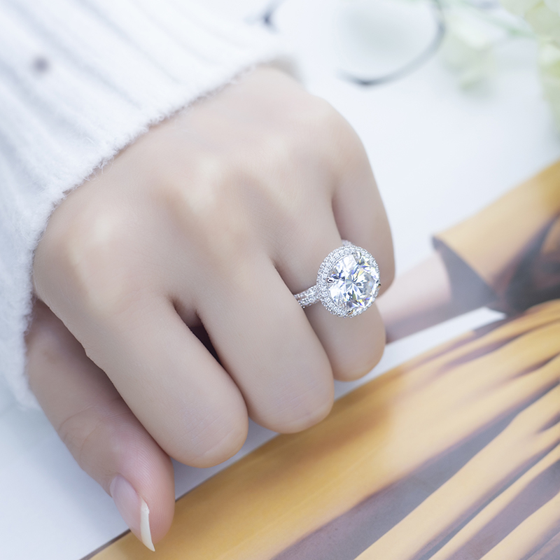 Messi Jewelry - Messi Gems MS-635 Rings 18k 14k Gold11mm DEF Moissanite Women Dainty Gold Jewelry Rings 13