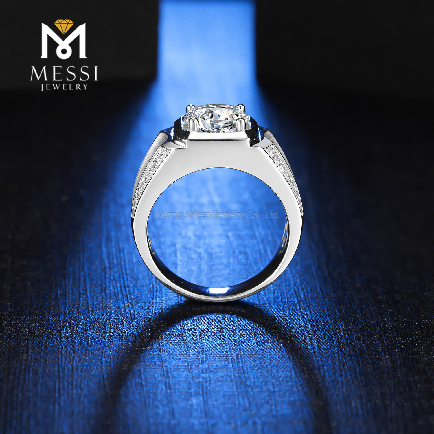 Messi Jewelry - 14K 18k white gold plated 925silver rings 9mm 3ct moissanite ring for man Men Ring 8