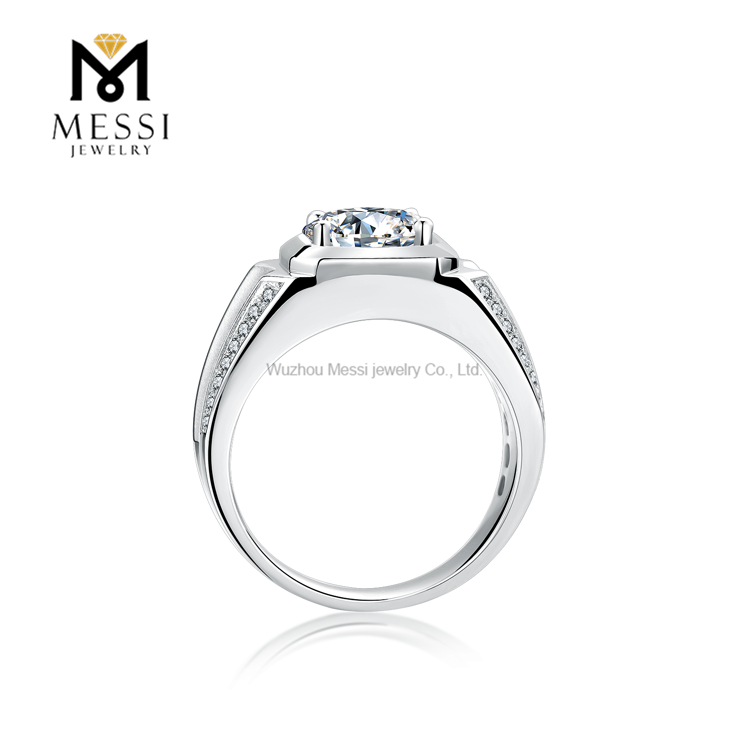 Messi Jewelry - 14K 18k white gold plated 925silver rings 9mm 3ct moissanite ring for man Men Ring 10