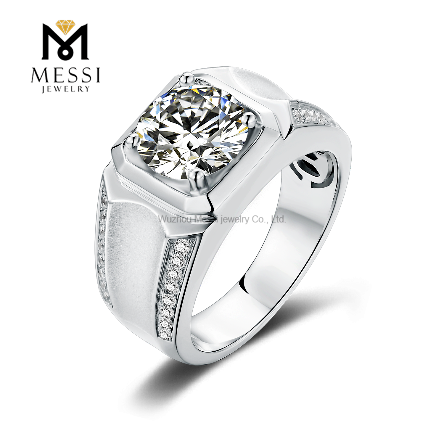 Messi Jewelry - 14K 18k white gold plated 925silver rings 9mm 3ct moissanite ring for man Men Ring 9