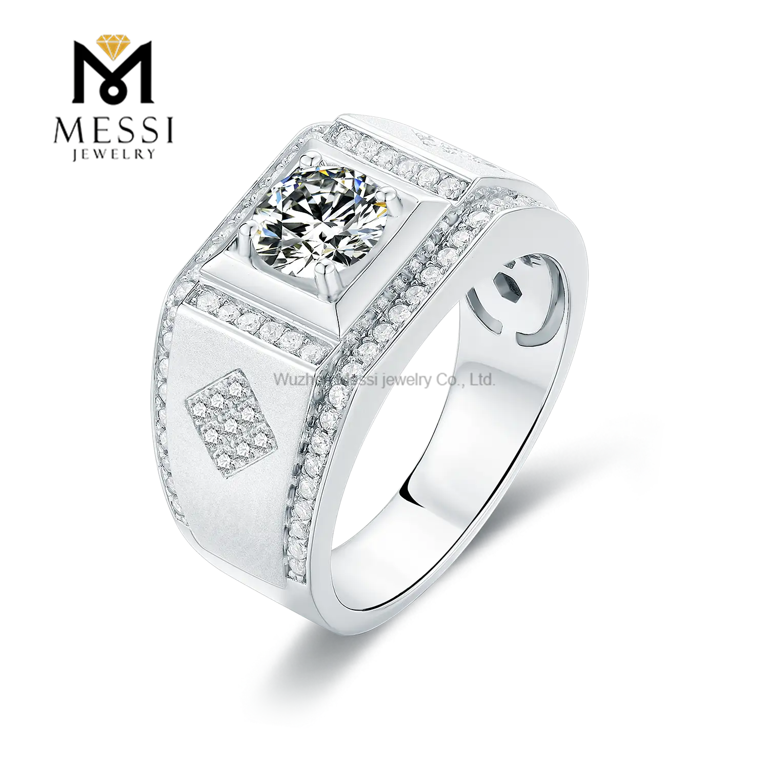 Gioielli Messi - Prezzo all'ingrosso della fabbrica di gioielli Messi 925 Anelli di gioielli in argento moissanite Man Ring Moissanite per uomo Ringe 1