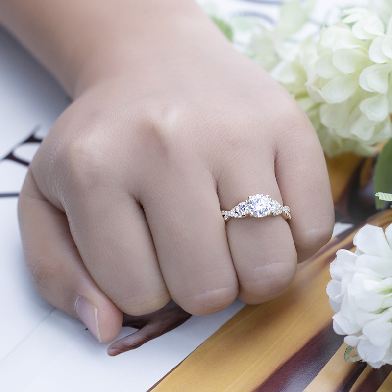 Messi Alahas - Messi Gems MS-609 Custom 1Ct DEF Moissanite Women nga nindot nga bulawan nga alahas nga singsing 13