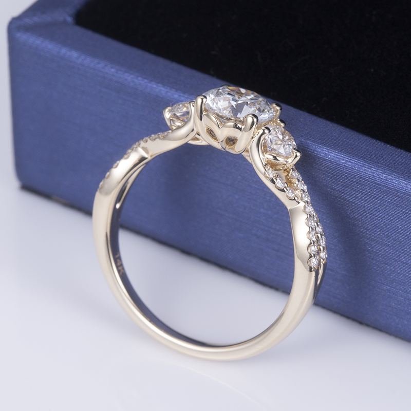 Messi Alahas - Messi Gems MS-609 Custom 1Ct DEF Moissanite Women nga nindot nga bulawan nga alahas nga singsing 10