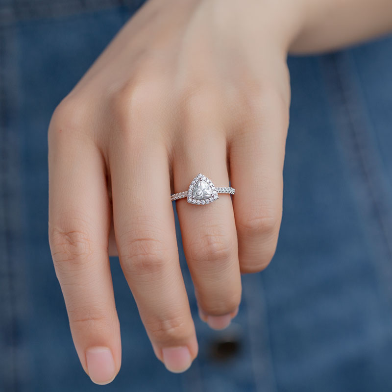 Messi Jewelry - Messi Jewelry Trillion Cut DEF Moissanite 925 Silver Fashion Women Ring Set Jewelry Set 15