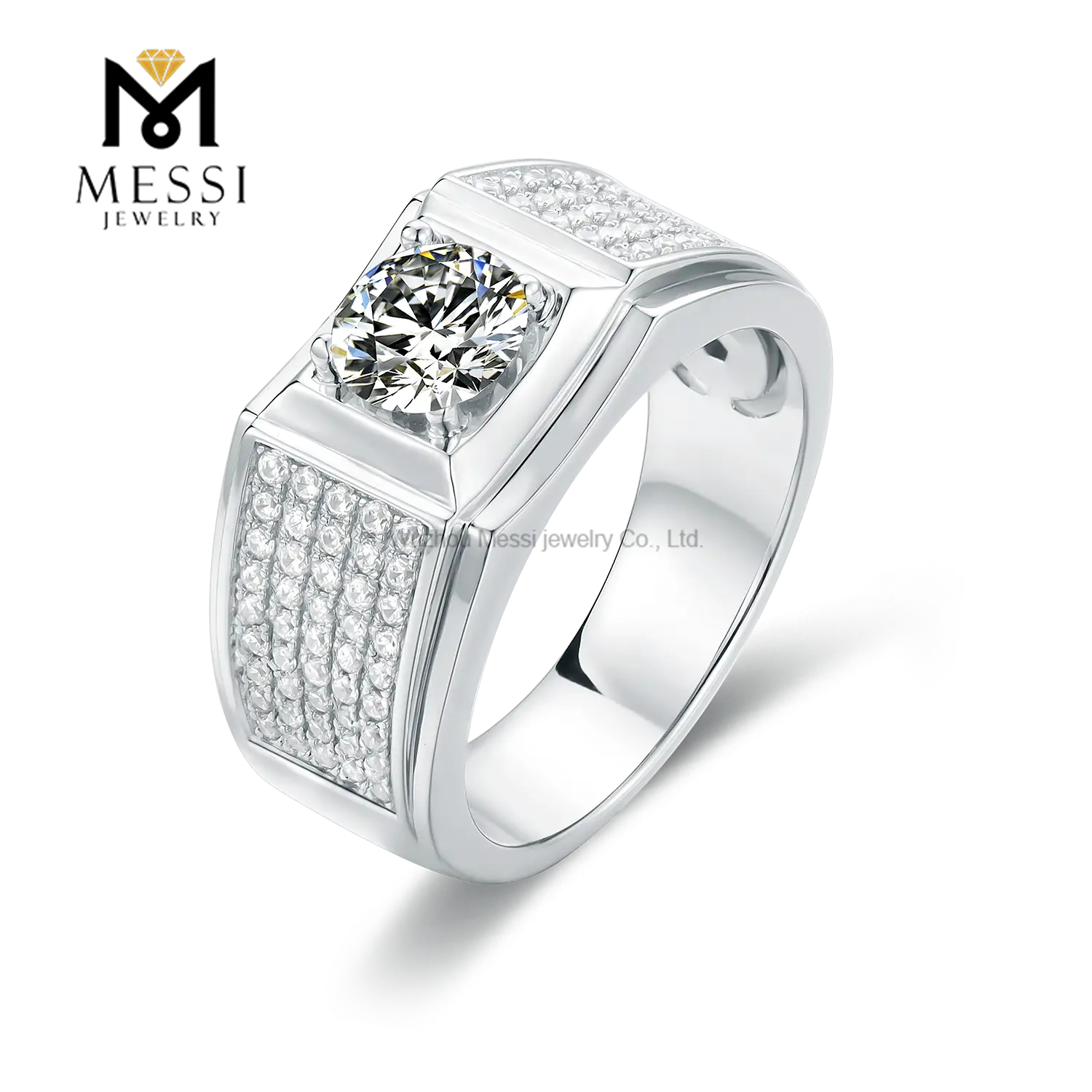 Messi Jewelry - Messi Jewelry 925 Gioielli in argento sterling Anello da uomo in argento Anelli di moissanita per uomo per uomo Anello da uomo 1
