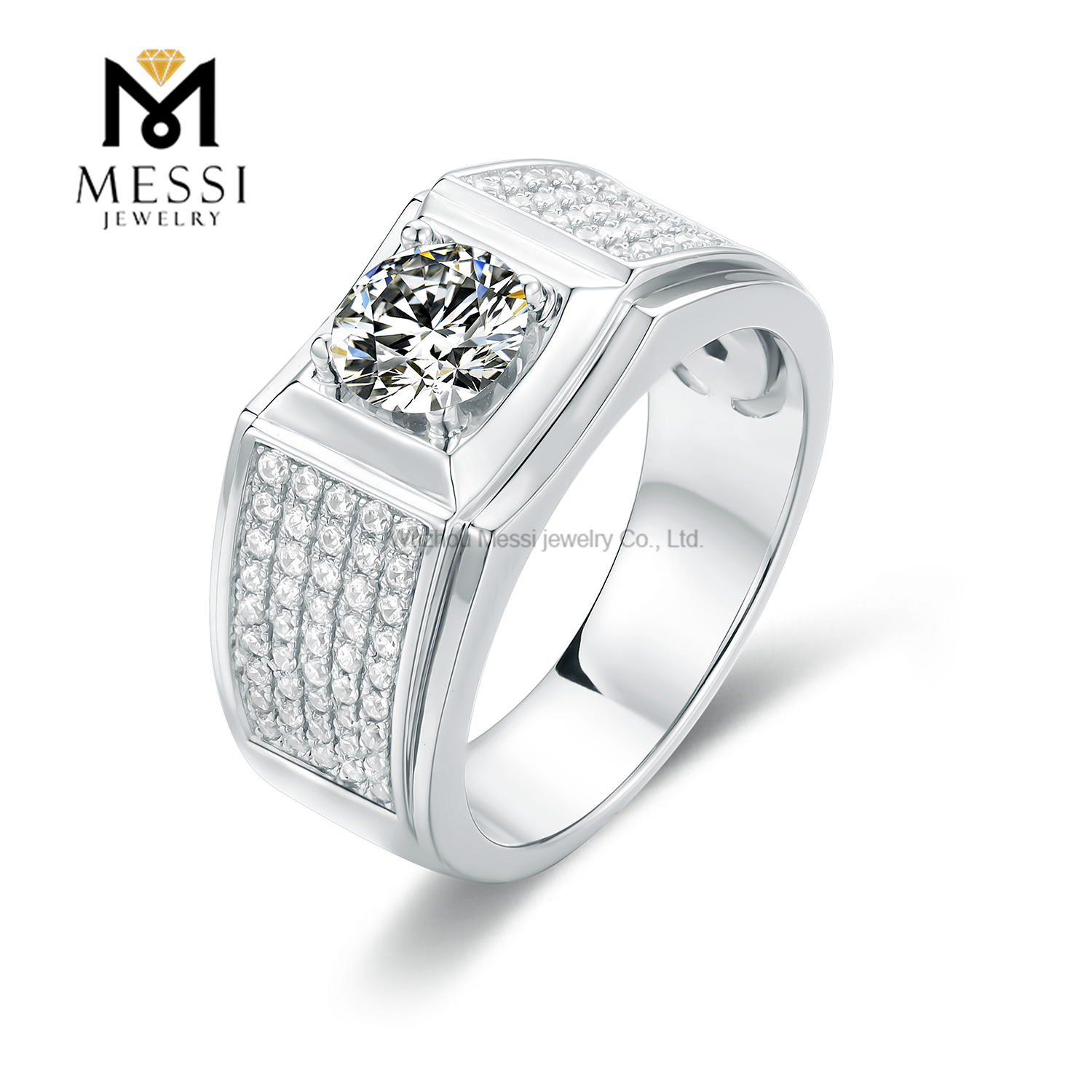 Messi Alahas - Messi Alahas 925 sterling silver nga alahas nga lalaki nga singsing sa pilak labing maayo nga kalidad nga moissanite nga singsing para sa lalaki nga Lalaki Singsing 10