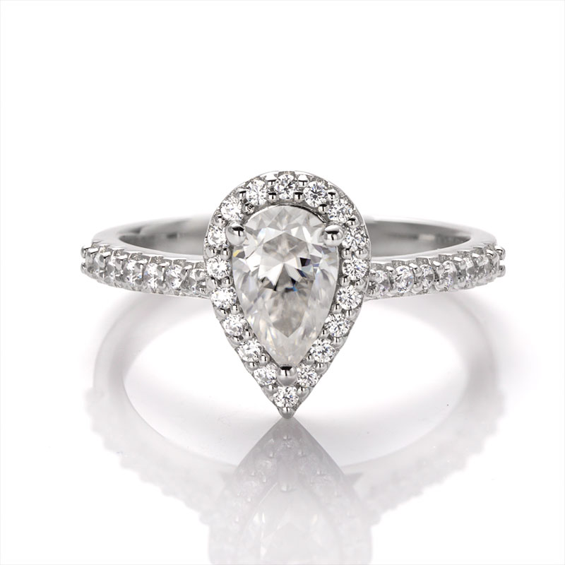 Messi Jewelry - MessI jewelry HL06M 1Ct Pear Cut DEF Moissanite 925 Ailver Ring Set Jewelry Set 8
