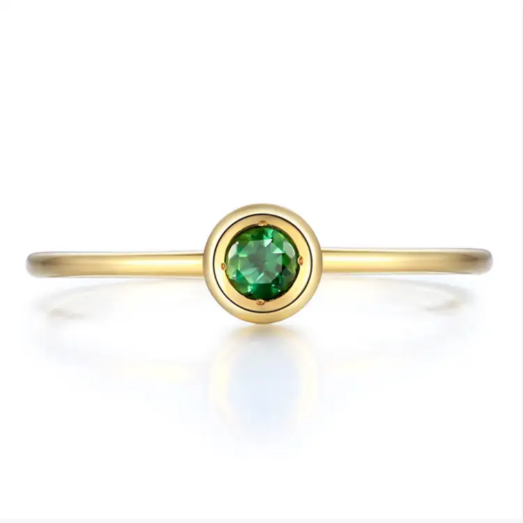 Messi Jewelry - Messi Jewelry Classic Chic Emerald Stone Sonery 14K 18K Giallo Gold Ring per donne Anelli 1