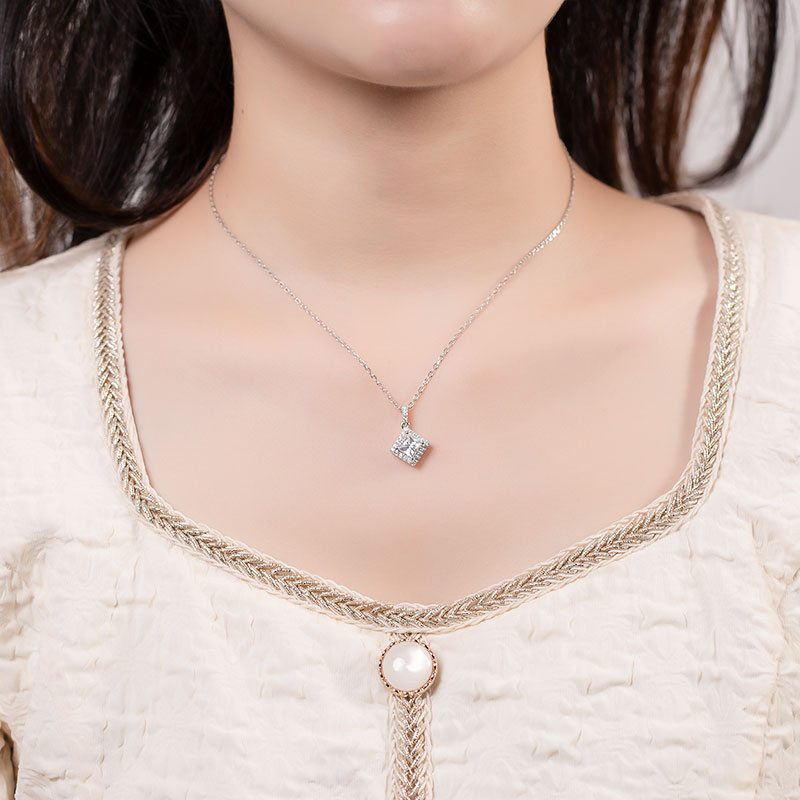 Messi Jewelry - MessI jewelry HL01M 1Ct Square Cut DEF Moissanite 925 Ailver Ring Set Jewelry Set 16