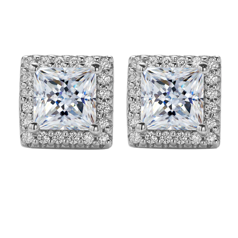 Messi Jewelry - MessI jewelry HL01M 1Ct Square Cut DEF Moissanite 925 Ailver Ring Set Jewelry Set 13
