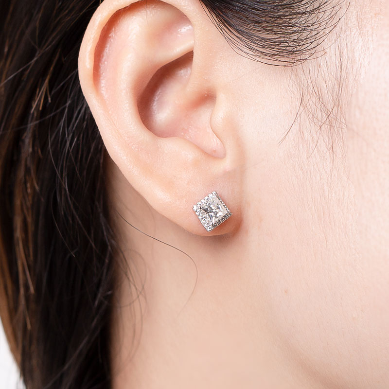 Messi Jewelry - MessI jewelry HL01M 1Ct Square Cut DEF Moissanite 925 Ailver Ring Set Jewelry Set 17