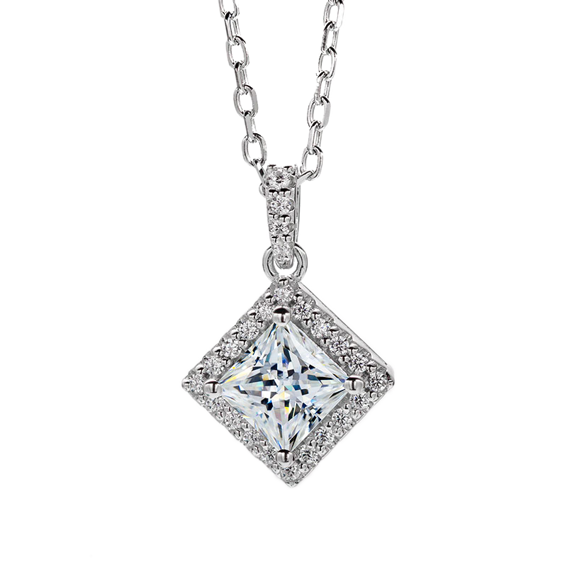 Messi Jewelry - MessI jewelry HL01M 1Ct Square Cut DEF Moissanite 925 Ailver Ring Set Jewelry Set 11