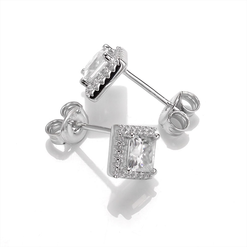 Messi Jewelry - MessI jewelry HL01M 1Ct Square Cut DEF Moissanite 925 Ailver Ring Set Jewelry Set 14