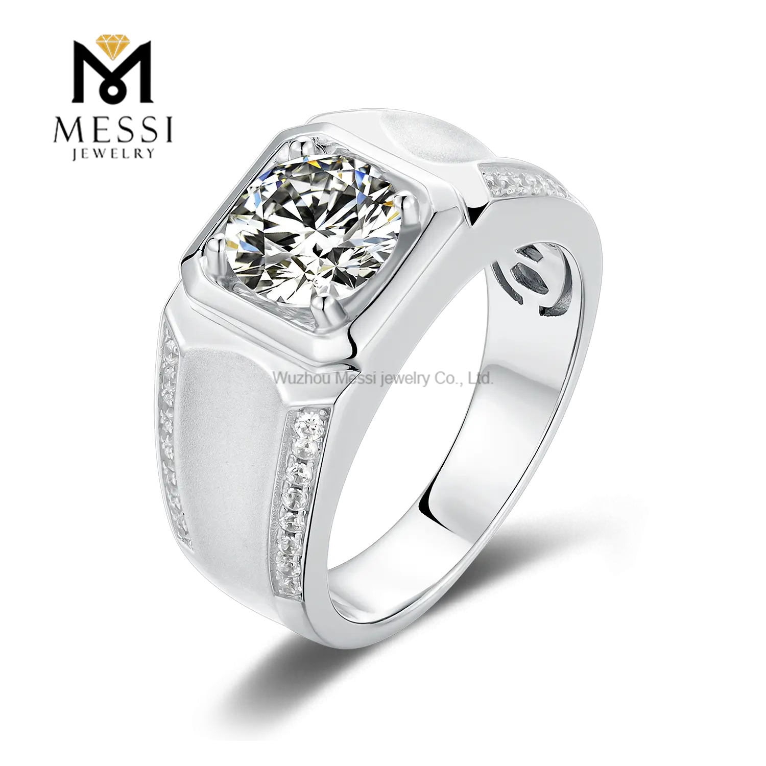 Gioielli Messi - 14k 18K oro placcato 925 anelli in argento sterling 2ct 8mm Moissanite Man Ring per uomo fidanzamento Anello da uomo 1