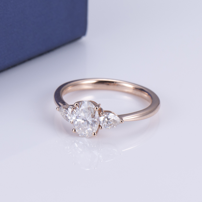Messi Alahas - Messi Alahas MSR-553 14k Rose Gold DEF Engagement Wedding of Women OV Ug PS Moissanite Ring Set Rings 10