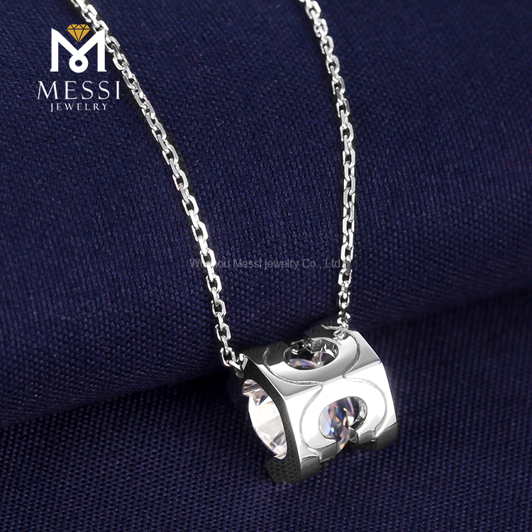 Messi Jewelry - Messi Jewelry MS-273 AU750 18K 14k White Gold 2Ct moissanite Necklace Moissanite Gold Jewelry 10