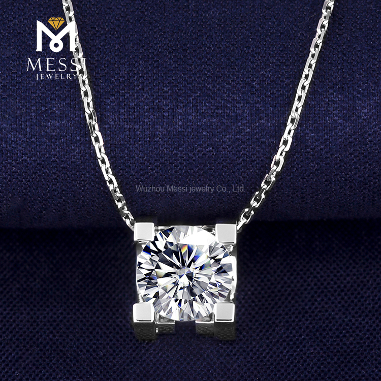 Messi Jewelry - Messi Jewelry MS-273 AU750 18K 14k White Gold 2Ct moissanite Necklace Moissanite Gold Jewelry 11