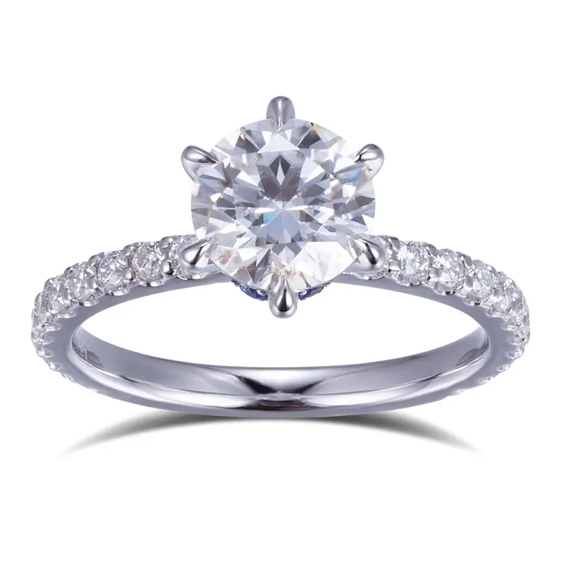 Gioielli Messi - Messi Jewelley MSR -540 14K White Gold 7mm Engagement Wedding Emerald Moissanite Ring Anelli 1