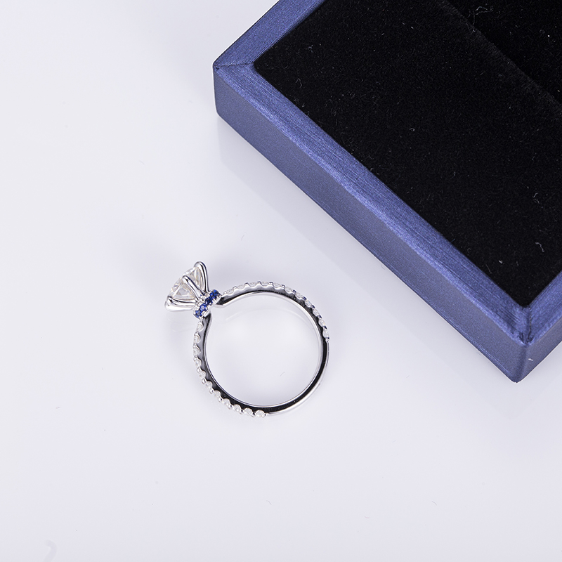 Messi Alahas - Messi Jeweley MSR-540 14K White Gold 7mm Engagement Wedding Emerald Moissanite Ring Singsing 10