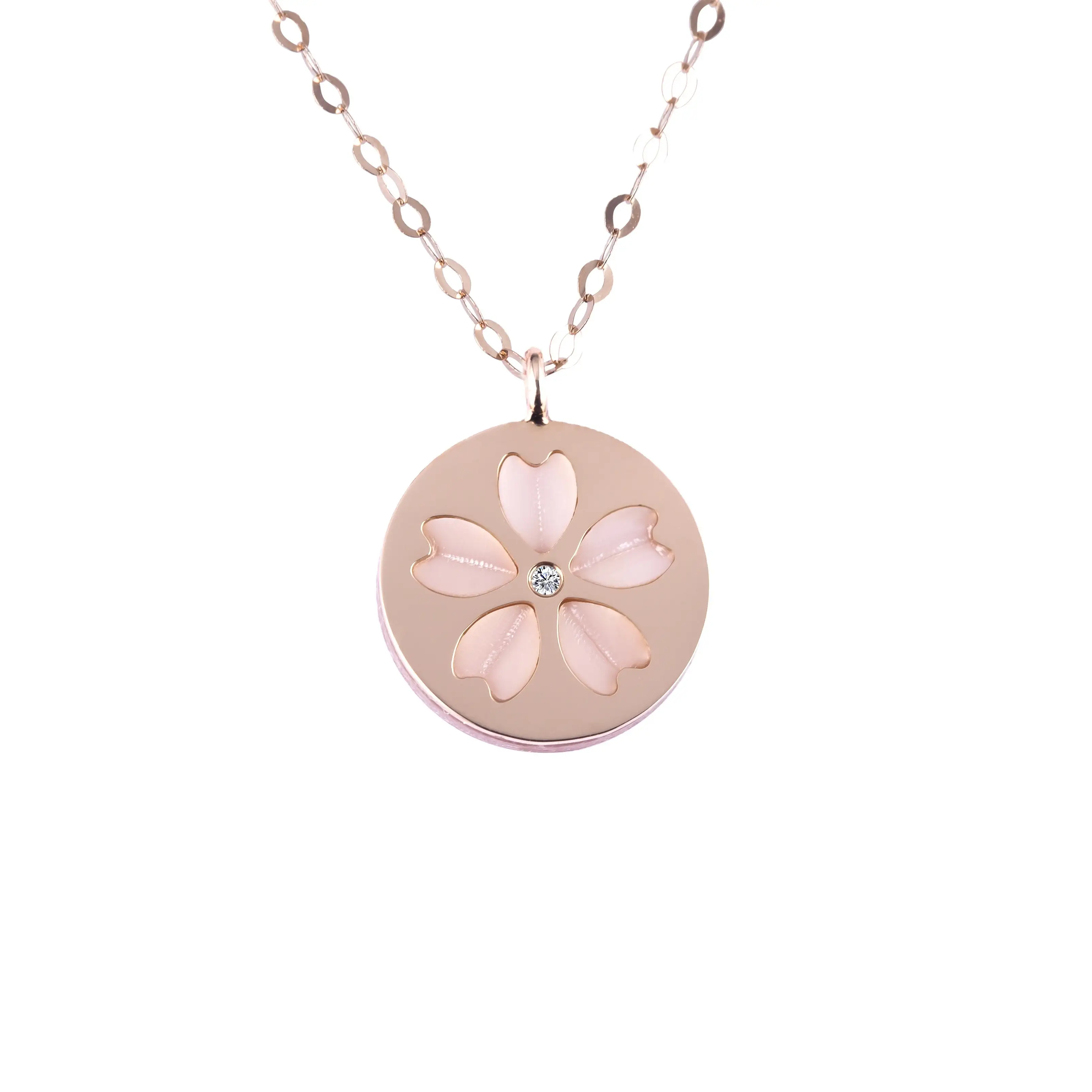 Gioielli Messi - Messi gioielli a forma di ciliegio a forma di collana madre di perla in oro rosa 18k con collana sukura diamante naturale gioielli personalizzati 1