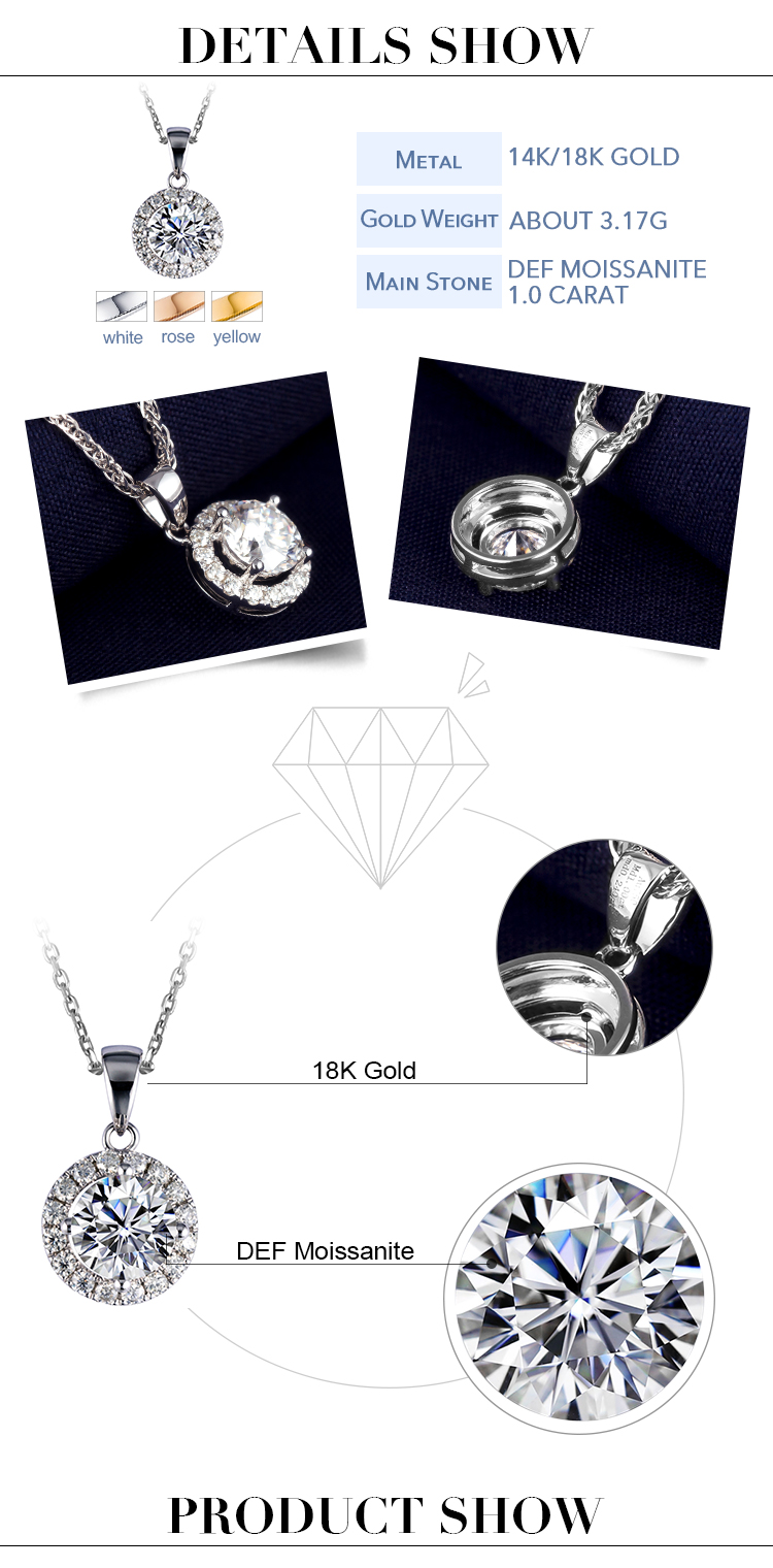 Messi Alahas - Messi Alahas MS-275 lingin nga porma elegante nga fashion 18k puti nga bulawan moissanite Necklace Moissanite Gold Alahas 14