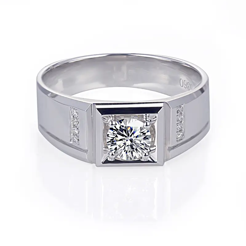Gioielli Messi - Messi Gems 18K Gold bianco Anello gentile MOISSANITE Uomini Anelli Anelli da uomo 1