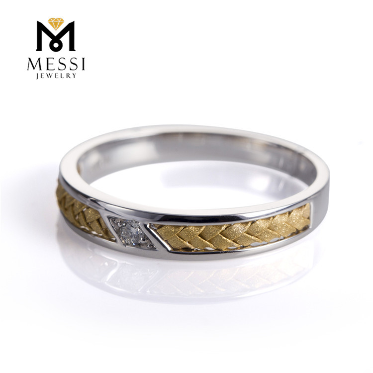 Messi Alahas 18k diamante singsing fashion alahas puti ug rosas nga bulawan nga kolor diamante singsing sa kasal set