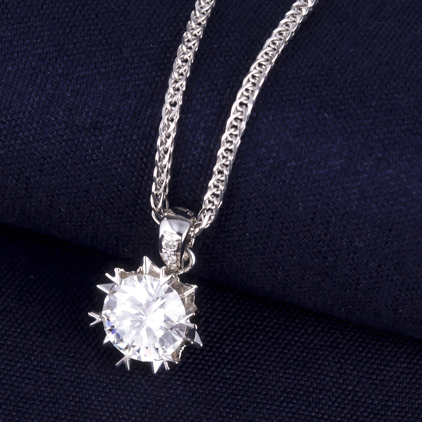 Bijoux Messi - Messi Jewelry MS-280 Fabricant Prix blanc Gold 1CT Collier de forme de fleur Moisanite 10