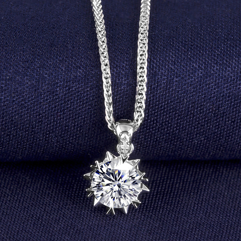 Bijoux Messi - Messi Jewelry MS-280 Fabricant Prix blanc Gold 1CT Collier de forme de fleur Moisanite 11