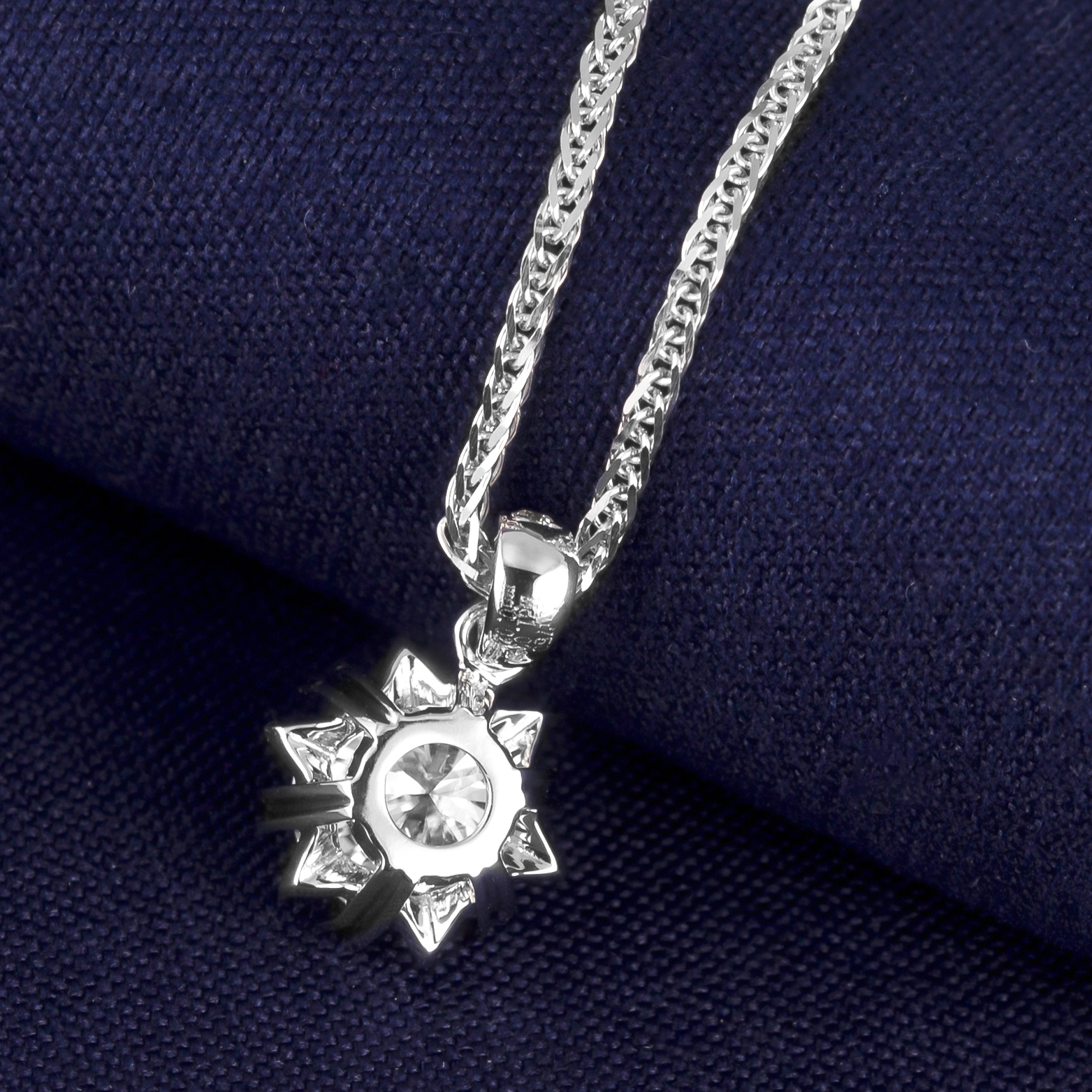 Bijoux Messi - Messi Jewelry MS-280 Fabricant Prix blanc Gold 1CT Collier de forme de fleur Moisanite 9